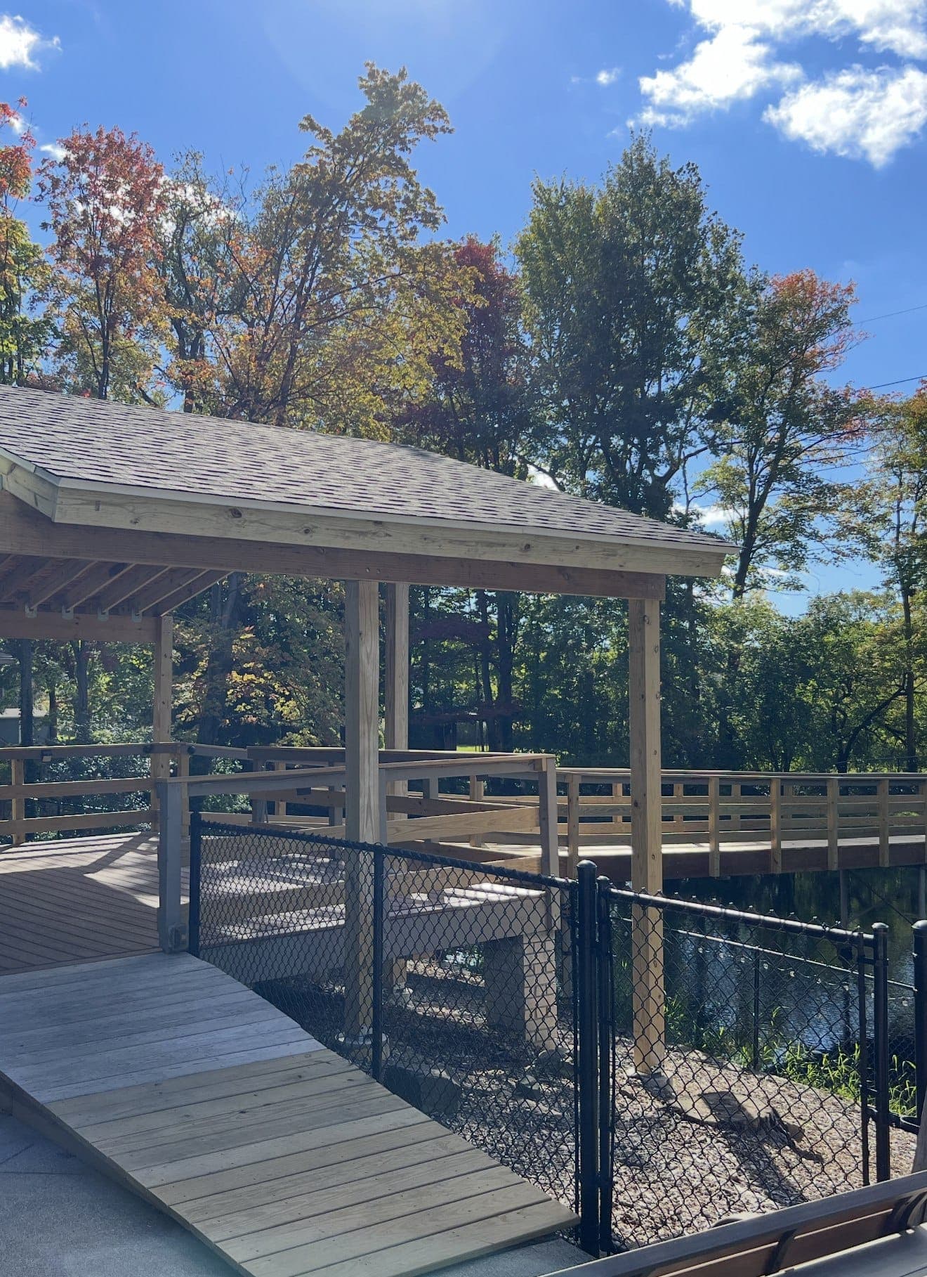 Custom gazebo built over a wood deck