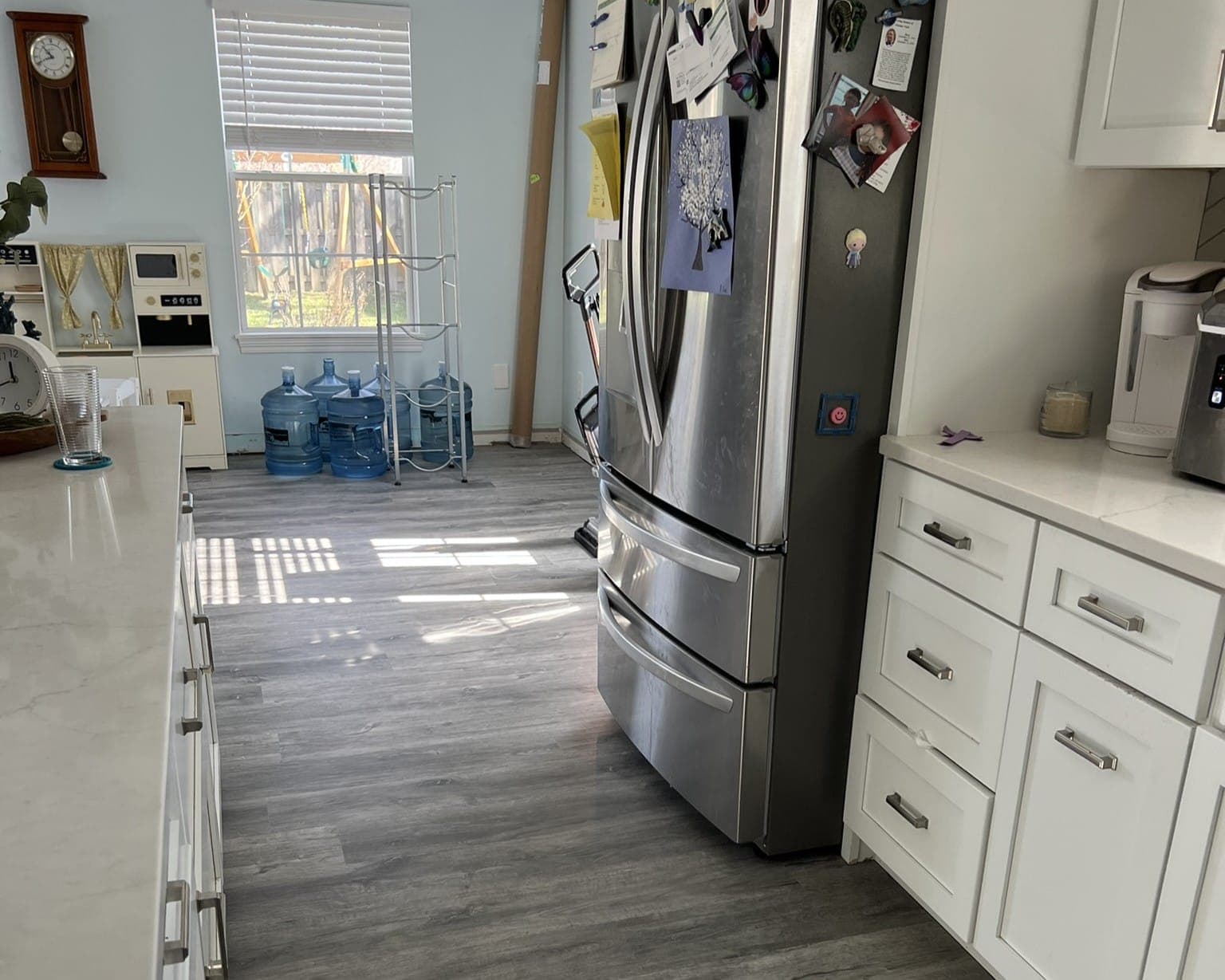 Kitchen with new vinyl plank flooring